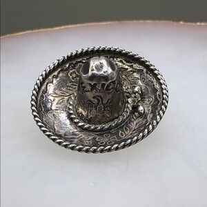 Vintage Sterling silver 925 Temcha Mexico Sombrero Hat Small Brooch Makers Mark